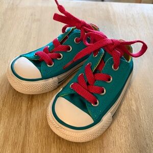 Baby Girl Converse Chuck Taylor Lo-Top Sneakers Shoes Turquoise Pink Size 4